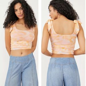 NWT Free People Mesh Avenue Tank Top in Ivory Combo